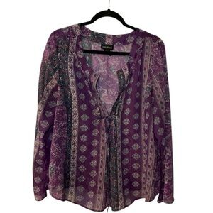Lane Bryant Purple Tie Front Blouse